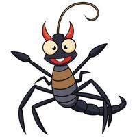 Cartoon character illustration of a smiling whip scorpion with large eyes vector