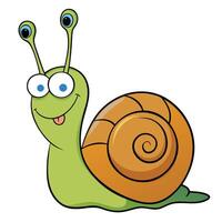 Happy cartoon snail illustration with smiling face and detailed shell vector