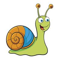 Cheerful cartoon snail with colorful shell illustration for kids and educational materials vector