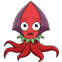 Cartoon vampire squid character with spooky smile for halloween illustrations and design vector