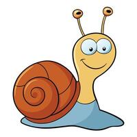 Smiling snail cartoon character illustration with antennae and spiral shell design vector