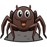 Cheerful cartoon tick character on ground happy bug illustration vector