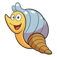 Happy cartoon snail character with bright colors and smiling face expression design vector