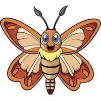 Cute cartoon butterfly character insect illustration with outlines vector