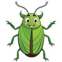 Cartoon green bug illustration cheerful insect character graphics vector
