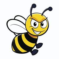 Cartoon angry bee mascot character illustration in format vector
