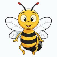 Cartoon style honey bee illustration with wings and happy face vector
