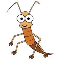 Cute cartoon grasshopper illustration friendly insect character vector