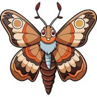 Smiling cartoon moth illustration with detailed wing patterns and antennae vector