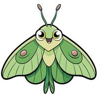 Cartoon luna moth illustration with happy expression vector