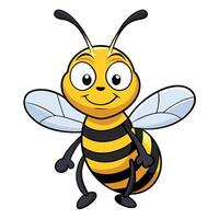 Cute cartoon bee with big eyes smiling on white background vector