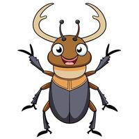 Cute cartoon beetle character illustration smiling with raised arms vector