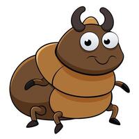 Cartoon brown beetle character illustration funny bug with antennae vector