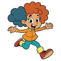 Cartoon girl running with joyful expression illustration isolated design vector