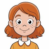 Cartoon portrait of a redhaired girl with freckles and a gentle smile vector