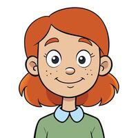 Cartoon portrait of a smiling redhead girl with freckles isolated vector