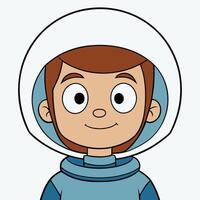 Cartoon astronaut boy smiling in space suit illustration ready to explore vector