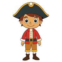 Cartoon pirate boy with tricorne hat illustration isolated vector