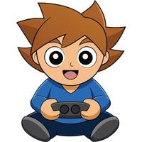 Cartoon boy playing game with controller illustration for gaming concept vector