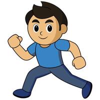 Cartoon boy running or walking illustration on white background vector