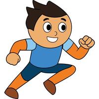 Animated cartoon character boy running illustration on white background vector