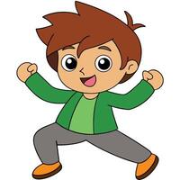 Cartoon boy cheering and celebrating in a dynamic pose illustration vector
