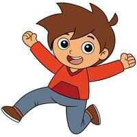Cartoon boy jumping with joyful expression depicting happiness and playfulness vector