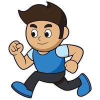Cartoon character illustration of a young boy running with a smile vector