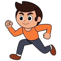 Cartoon boy character running action illustration playful child running vector