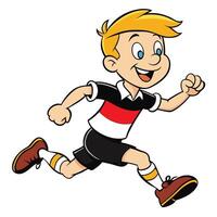 Cartoon boy running fast with joyful expression and motion illustration vector