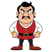 Cartoon man with mustache expressing anger in red vest illustration vector
