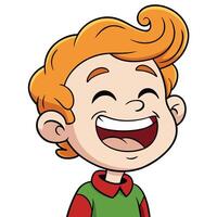 Happy cartoon boy laughing with joyful expression illustration vector
