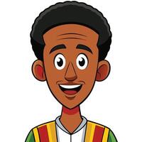 Smiling african man cartoon portrait with colorful traditional clothing vector
