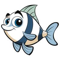 Cute cartoon tropical fish with stripes illustration on white vector