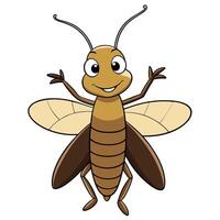 Cute cartoon grasshopper illustration with happy expression and welcoming pose vector