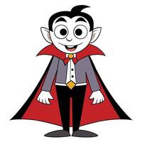 Cartoon vampire character with red cape isolated on white background illustration vector