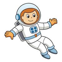 Cartoon astronaut floating in space exploration for children illustrations design vector