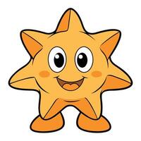 Cheerful star character illustration with cartoon style isolated on white background vector