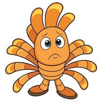 Cartoon character with sad expression an orange monster creature illustration vector