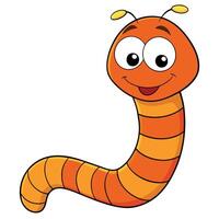 Happy cartoon worm with big eyes and antenna smiling comfortably vector