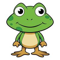 Cartoon illustration of a happy green frog standing with a smiling face vector