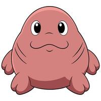 Adorable pink blob character with large eyes and happy expression illustration vector