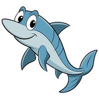 Smiling cartoon shark character isolated on white background illustration vector