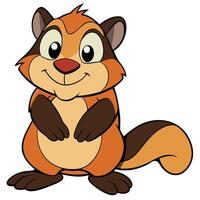 Cute cartoon chipmunk character smiling with paws up cartoon style design vector