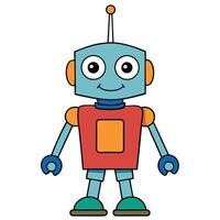 Cheerful cartoon robot character illustration for kids projects and educational resources vector