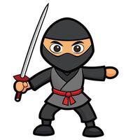 Cartoon ninja character ready for action with sword martial arts master vector