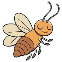 Cute cartoon honey bee smiling with closed eyes in a light color illustration vector