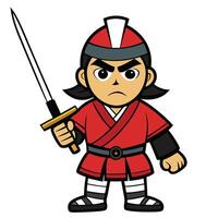 Cartoon warrior with sword cartoon character design isolated on white background illustration vector