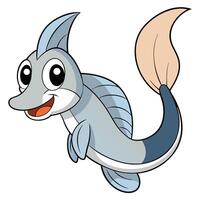 Happy cartoon fish character illustration with large eyes and smiling expression vector