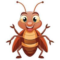 Happy cartoon cockroach insect illustration with big eyes and smiling face design vector